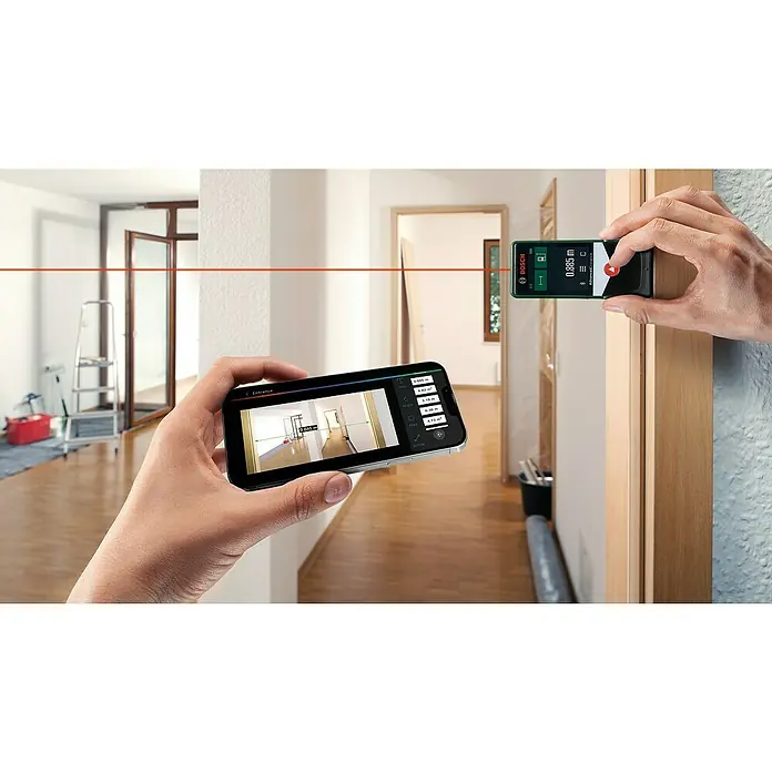 Bosch Advanced Laserentfernungsmesser AdvancedDistance 50 C - Messbereich: 0,05 - 50 m, Bluetooth 4.0 - Messen Sie mit dem digitalen Entfernungsmesser von Bosch. Schnelle und präzise Ergebnisse dank moderner Lasertechnologie und Smartphone-Anbindung.
