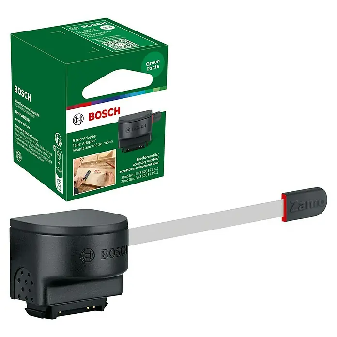 Bosch Bandmaß-Adapter Zamo - Passend für: Laser-Entfernungsmesser ZAMO IV - Das Bosch Band-Adapter-Set mit dem Zamo Entfernungsmesser. Der Adapter ermöglicht präzise Messungen von Kurven und unebenen Oberflächen.