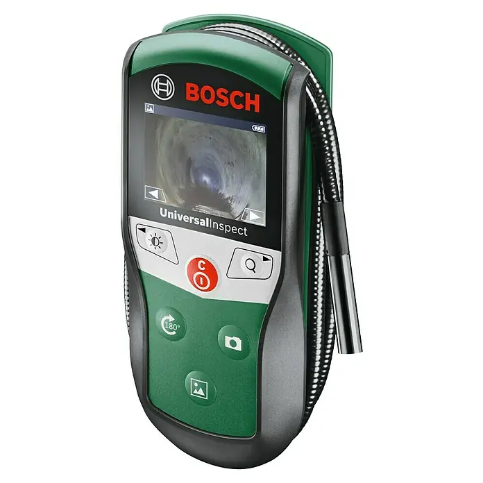Bosch Universal Endoskopkamera UniversalInspect - Länge Schwanenhals: 95 cm, 11 -tlg. - Das Bosch UniversalInspect Inspektionskameragerät mit flexibler Sonde und hochauflösendem Display zur Inspektion schwer zugänglicher Stellen.