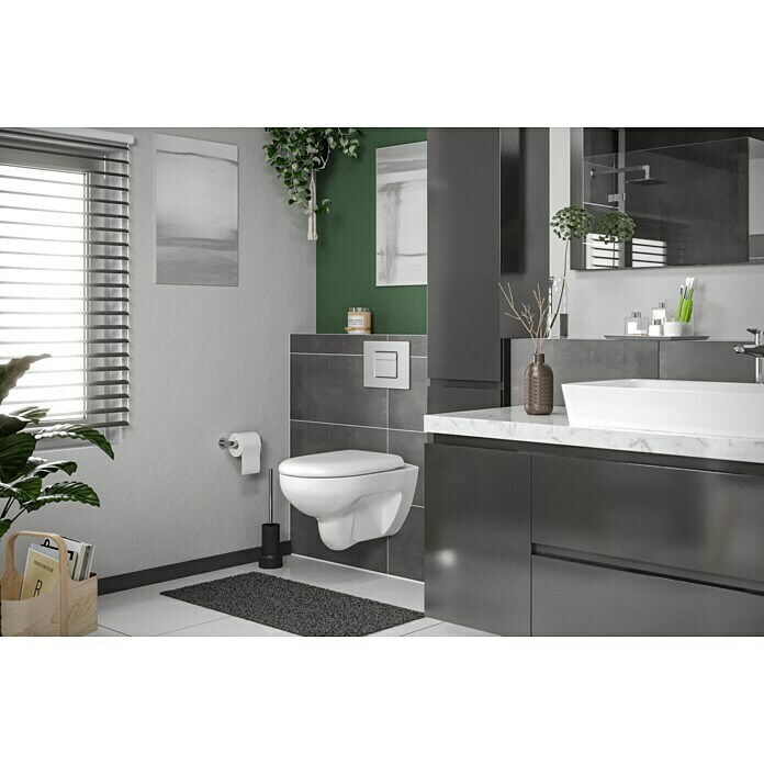 Geberit Renova Wand-WC-Set (Spülrandlos, Ohne Spezialglasur, Spülform:  Tief, WC Abgang: Waagerecht, Mit WC-Sitz) | BAUHAUS