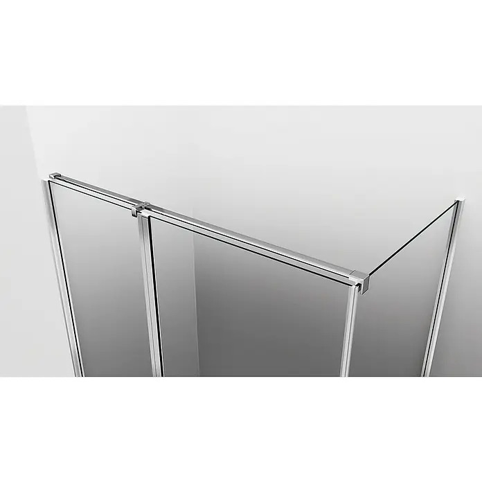GME Soporte de sujeción a lateral fijo - Acero inoxidable, Plata brillo - Elegante mampara de ducha con líneas limpias y perfiles metálicos de alta calidad. Perfecta para baños modernos.
