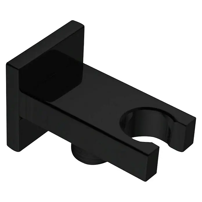 IO Soporte para mango de ducha - Cuadrado, Metal, Negro - Soporte de ducha negro para montaje en pared. El soporte de ducha está hecho de materiales de alta calidad y garantiza una larga vida útil.