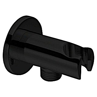 IO Conexión para ducha con soporte (Redonda, Negro)