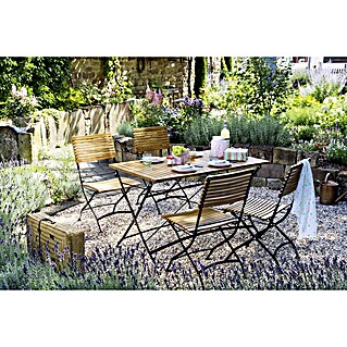 Sunfun Moni Gartenmöbel-Set II (5 -tlg., Akazie/Stahl, Naturbraun/Schwarz)