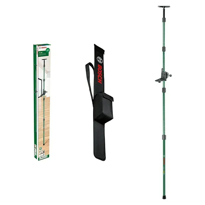 Bosch Teleskopstange TP 320 - Kunststoff, Arbeitshöhe: 10 cm - 320 cm - Bosch TP 320 Teleskopstange mit praktischer Tragetasche und Verpackung. Das ideale Zubehör für genaue Messungen im Innenausbau.