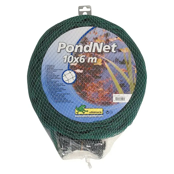 Ubbink Teichnetz PondNet - 10 x 6 m, Anzahl Erdspieße: 20 Stk. - Bild einer verpackten Ubbink PondNet Teichnetzrolle, 10x6 m, zum Schutz des Teichs vor Laub und Verunreinigungen.
