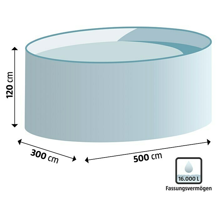 myPool Pool-Set Feeling (500 x 300 x 120 cm, 16.000 l, Grau)