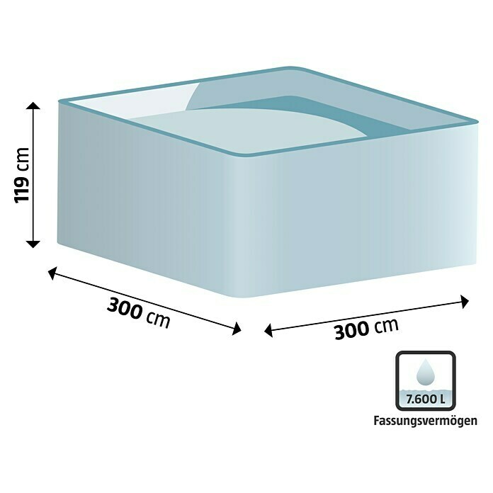 Gre Holz-Pool Carra - Set mit Technikraum (L x B x H: 300 x 300 x 119 cm, Hellbraun, 7.600 l) | BAUHAUS