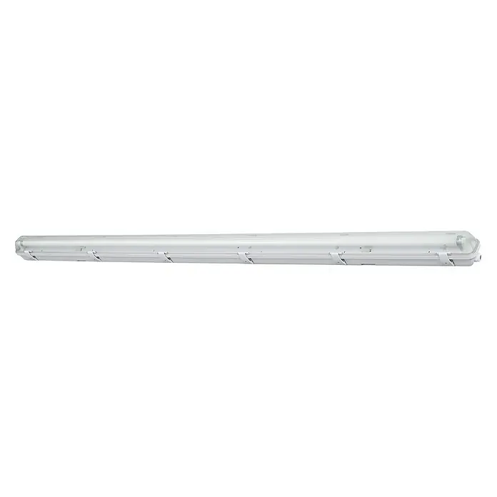 Voltolux Feuchtraumleuchte - L x B x H: 157,2 x 6,6 x 7,3 cm, Lichtfarbe: Neutralweiß, 24 W, IP65 - Eine lange, weiße Feuchtraumleuchte mit einer transparenten Abdeckung für den Innenbereich.