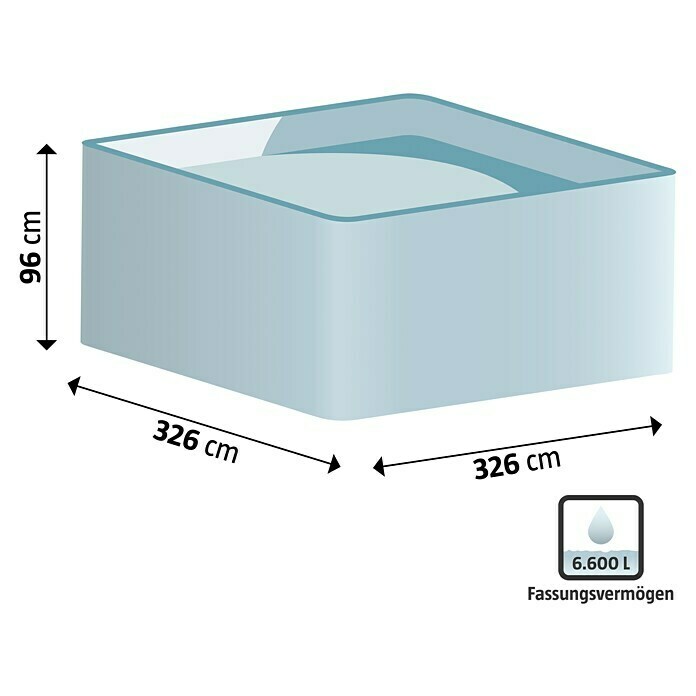 Gre Pool-Komplettset Square (L x B x H: 326 x 326 x 96 cm, Fassungsvermögen: 6.600 l)