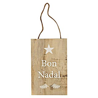 Cartel de madera Bon Nadal (An x Al: 18 x 28 cm, Marrón)