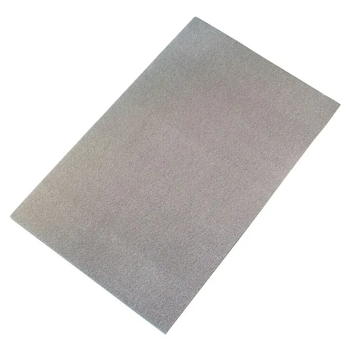 Stabilit Filzgleiter - B x L: 200 x 310 mm, Grau, Kleben, 1 Stk. - Ein rechteckiger, grauer Schleifstein, ideal zum Schärfen von Messern und Werkzeugen, auf einem schwarzen Hintergrund.