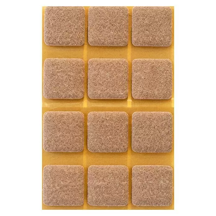 Stabilit Filzgleiter - B x L: 28 x 28 mm, Braun, 12 Stk., Kleben - Selbstklebende hellbraune Filzgleiter, quadratisch mit abgerundeten Ecken, zum Möbelschutz.