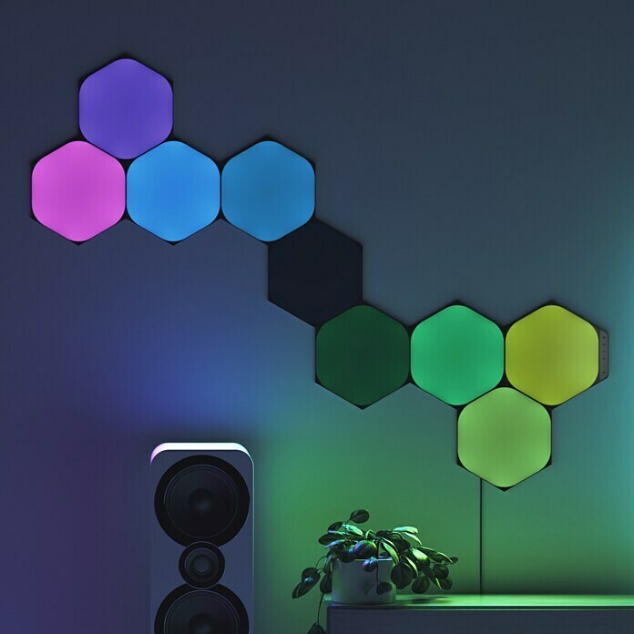 Nanoleaf Starterkit Shapes Hexagons Ultra black 9 Panels (9 Stk., 42 W, Schwarz, RGBW, Hexagons) | BAUHAUS