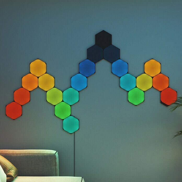 Nanoleaf Starterkit Shapes Hexagons Ultra black 9 Panels (9 Stk., 42 W, Schwarz, RGBW, Hexagons) | BAUHAUS