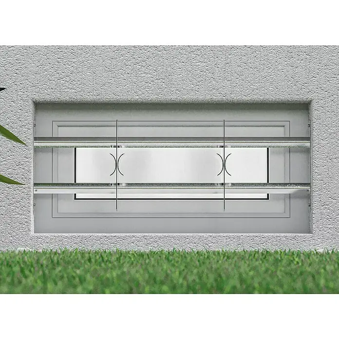 Stabilit Fenstergitter - Höhe: 300 mm, Auszugslänge: 70 cm - 105 cm, Fensterlaibungsmontage - Dieses Bild zeigt eine stilvolle Kellerfensterlösung, die durch ihr modernes Design und ihre klaren Linien besticht. Ideal für mehr Tageslicht im Untergeschoss.
