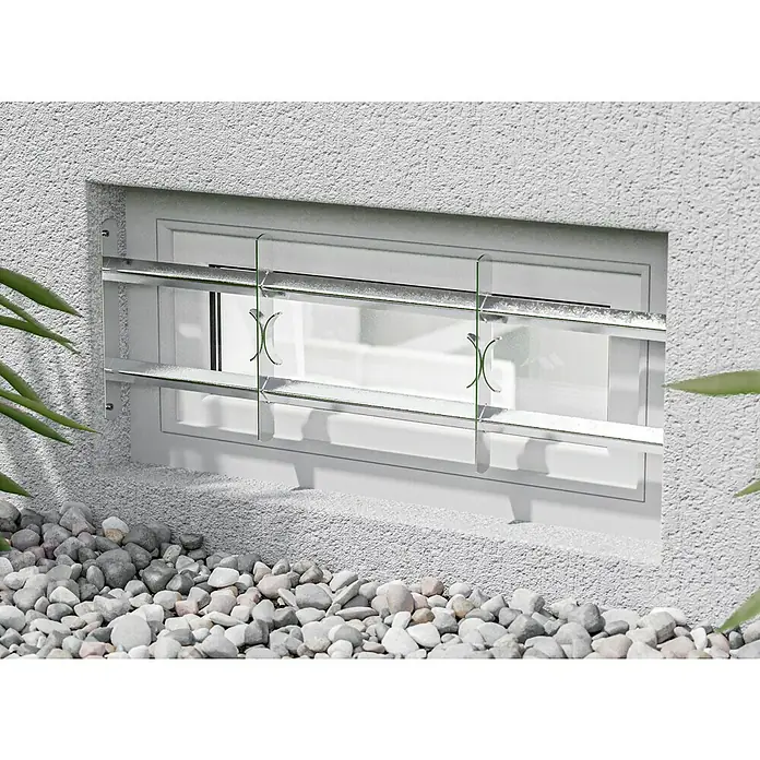 Stabilit Fenstergitter - Höhe: 300 mm, Auszugslänge: 70 cm - 105 cm, Fensterlaibungsmontage - Diebstahlsicherung für Kellerfenster.