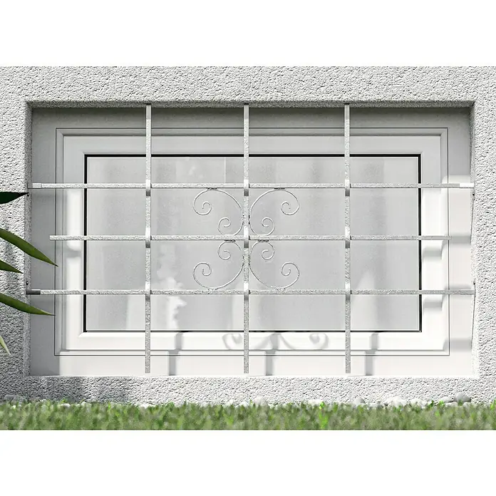 Fenstergitter Milo - B x H: 120 x 69 cm, Montage Fenstergitter: Fensterlaibungsmontage - Fenstergitter mit dekorativem Design schützt und verschönert. Das Gitter bietet Sicherheit und ist ein stilvolles Detail für jedes Fenster.