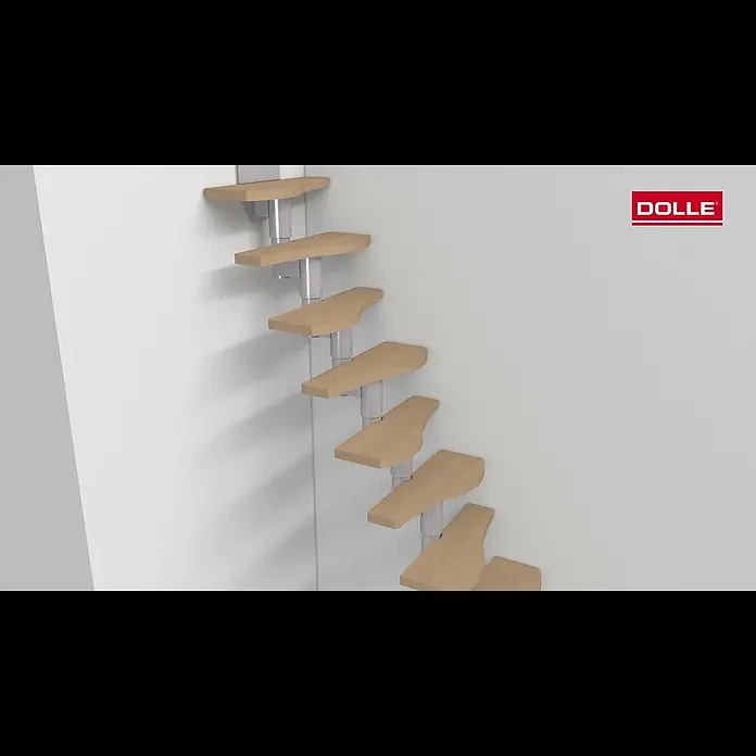 Dolle Mittelholmtreppe Basel - Breite: 64 mm, Anthrazitgrau, Variabel, Farbe Stufen: Eiche Natur, Geschosshöhe: 240,5 cm - 299 cm - Montagevideo Mittelholmtreppe DOLLE Basel gerade