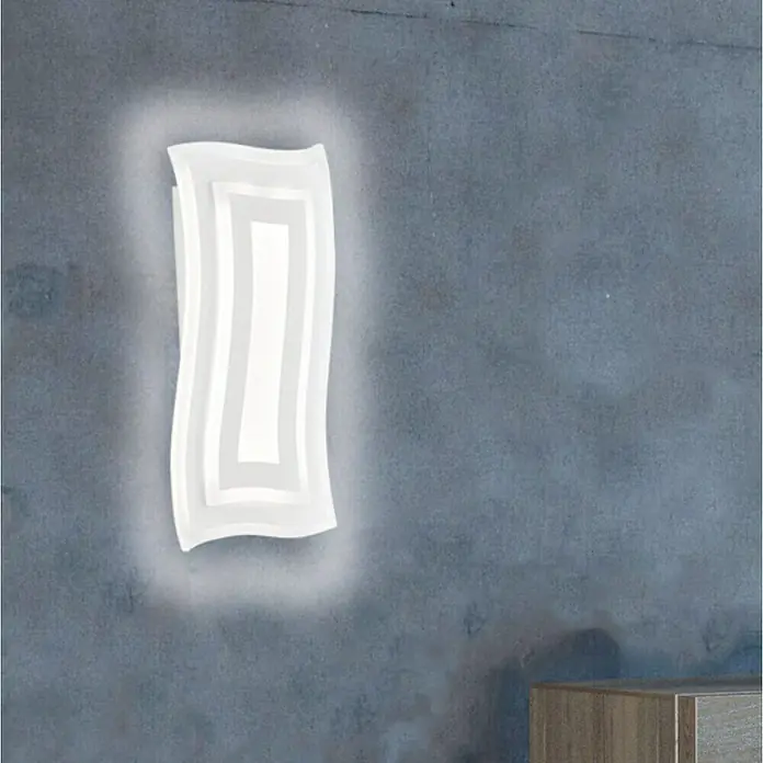 Fischer & Honsel LED-Wandleuchte Gorden - 19 W, L x B x H: 5,5 x 22 x 43 cm, Weiß, Mehrfarbig - Moderne Wandleuchte mit geschwungenem, rechteckigem Design, das ein angenehmes, diffuses Licht erzeugt und eine stilvolle Atmosphäre schafft.