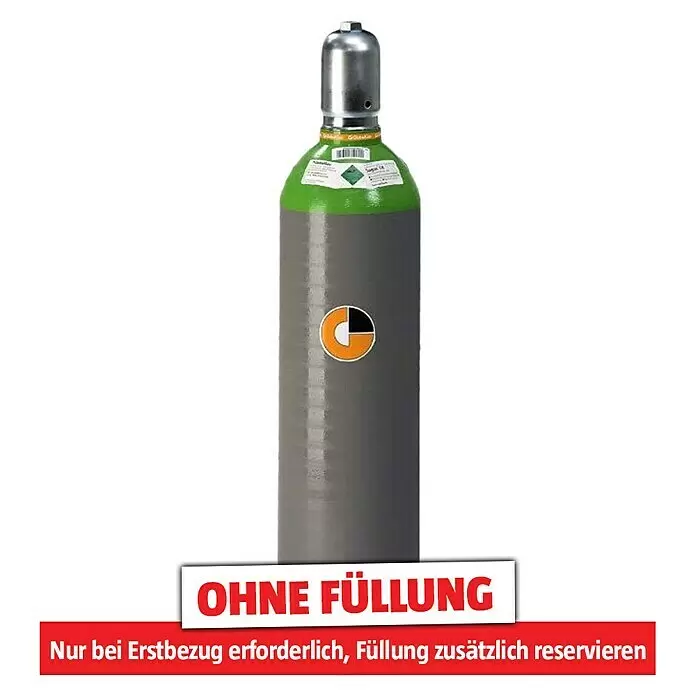 Westfalen Tycon-Flasche ohne Füllung* - Fassungsvermögen: 20 l - Leere, grau-grüne Industriegasflasche mit silberner Kappe.