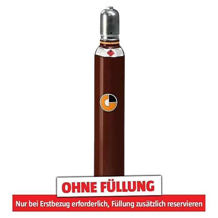 Westfalen Acetylen-Flasche ohne Füllung* - Fassungsvermögen: 10 l - Braune Gasflasche mit silberner Kappe, als leer gekennzeichnet, Füllung muss separat reserviert werden.