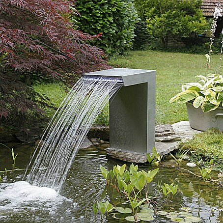 Ubbink Einbau-Wasserfall Straight (42 x 30 x 54 cm, Edelstahl, Leuchtmittel: LED)