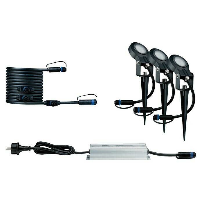 Paulmann Plug & Shine LED-Gartenspot-Set Sting6 W, 3-flammig, Erdspieß, IP67 Front View