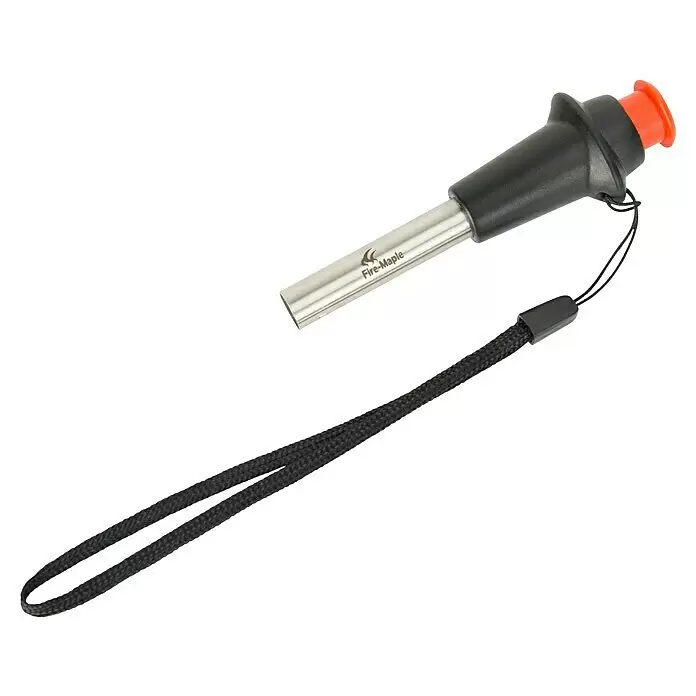 FireMaple Elektro-Grillanzünder - Grau / Orange, Edelstahl - Feuerstarter mit schwarzem Griff, oranger Kappe und angebrachtem schwarzem Schlüsselband.