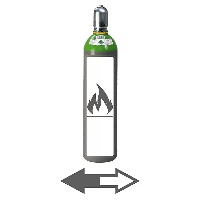 Westfalen Tycon-Füllung * - Passend für: Westfalen Tycon-Flaschen, 20 l - Grüner und grauer Gaszylinder mit silberner Kappe und Flammen-Gefahrensymbol.