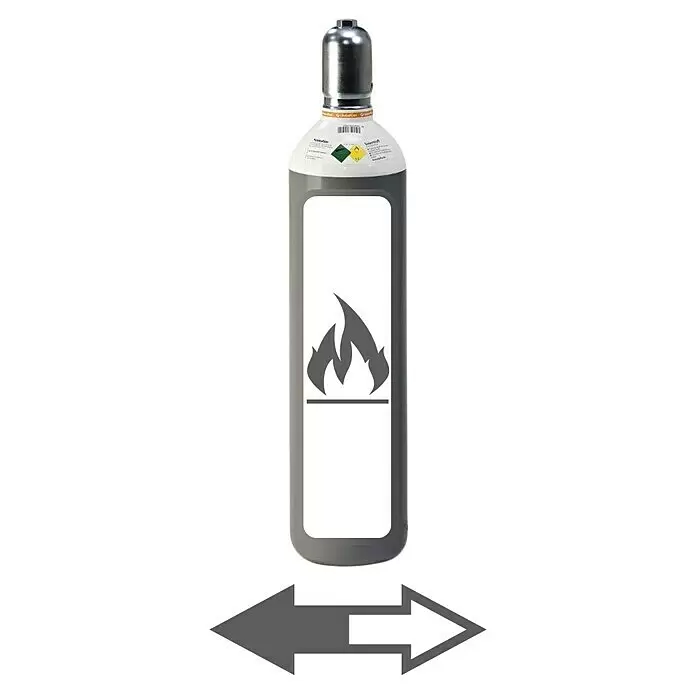 Westfalen Sauerstoff-Füllung * - Passend für: Westfalen Sauerstoff-Flaschen, 20 l - Graue Gasflasche mit silbernem Ventil und Flammensymbol.