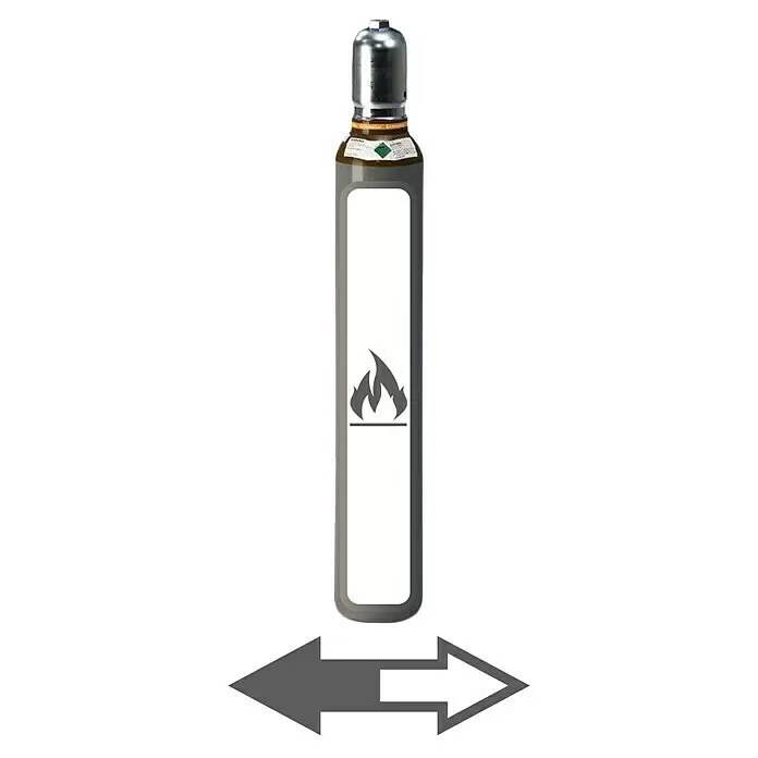 Westfalen Ballongas-Füllung * - Passend für: Westfalen Ballongas-Flaschen, 10 l - Hohe graue Druckgasflasche mit metallischer Schutzkappe und einem Etikett mit Flammengefahrensymbol.