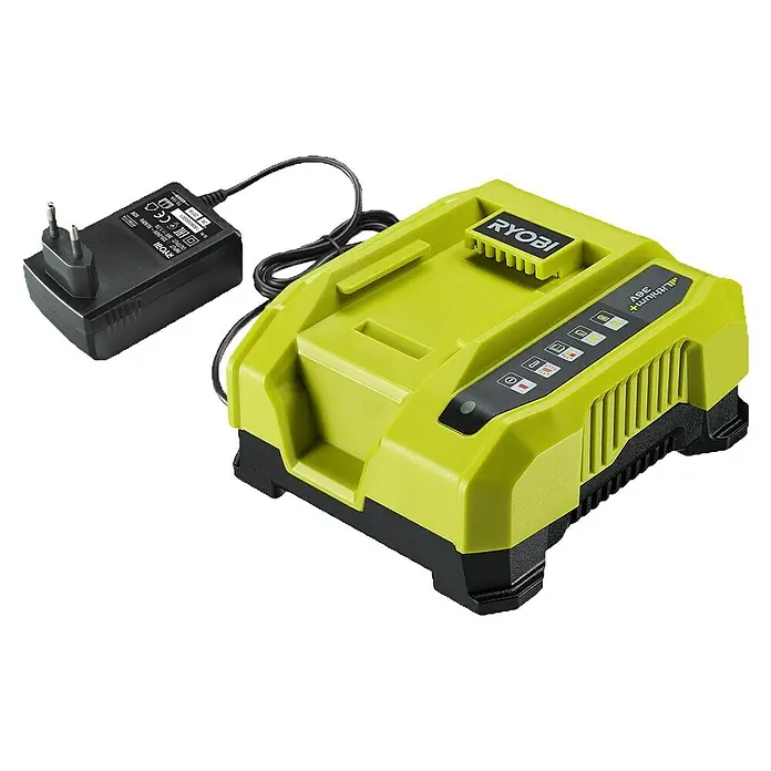 Ryobi Max Power Akku-Set RY36BK60B-160 - 36 V, 6 Ah, Li-Ionen, 1 Akku - Abbildung des Ryobi 36V Lithium+ Akkuladegeräts mit Netzteil, ideal zum Aufladen von Ryobi Akkus.