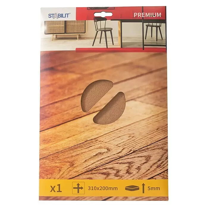 Stabilit Filzgleiter - B x L: 200 x 310 mm, Braun, 1 Stk., Kleben - Eine braune Filz-Möbelschutzmatte, 310x200mm und 5mm dick, zum Schutz von Böden vor Möbeln.