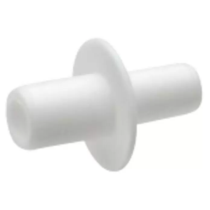 Stabilit Soporte para estantes - 5 mm, Blanco, Plástico, 20 ud. - Remache ciego de plástico blanco con brida central.