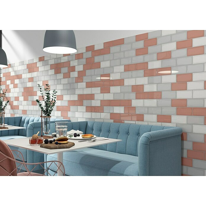 Decocer by Cinca Wandtegel Metro glossy pink (10 x 30 cm, Roze, Glanzend) | BAUHAUS