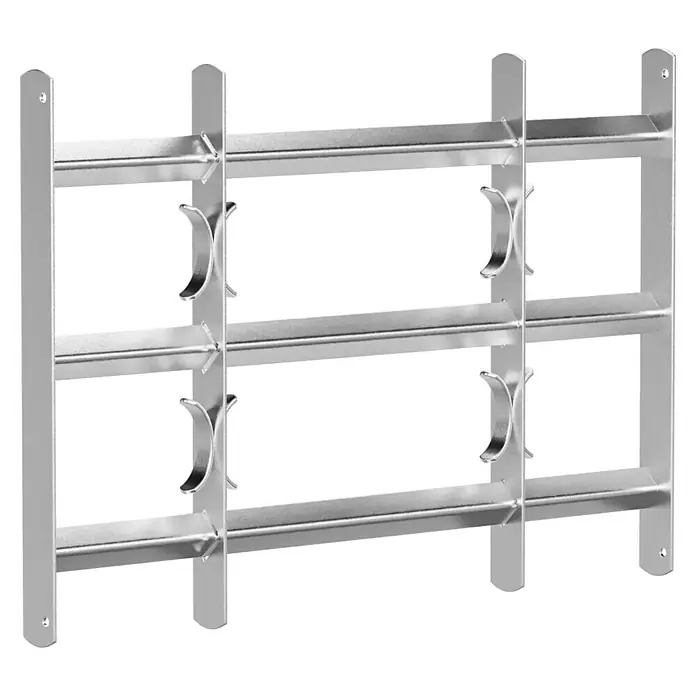 Stabilit Fenstergitter - Höhe: 450 mm, Auszugslänge: 50 cm - 65 cm, Fensterlaibungsmontage - Metallfenstergitter mit drei horizontalen Stäben und vertikalen Stützen, das Sicherheit und Schutz bietet. Ideal für Wohn- und Geschäftsgebäude.