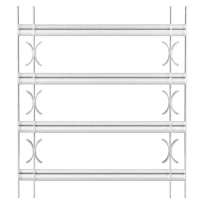 Stabilit Fenstergitter - Höhe: 600 mm, Auszugslänge: 50 cm - 65 cm, Fensterlaibungsmontage - Ein silbernes Fenstergitter mit dekorativen Elementen, ideal zur Erhöhung der Sicherheit Ihres Zuhauses.