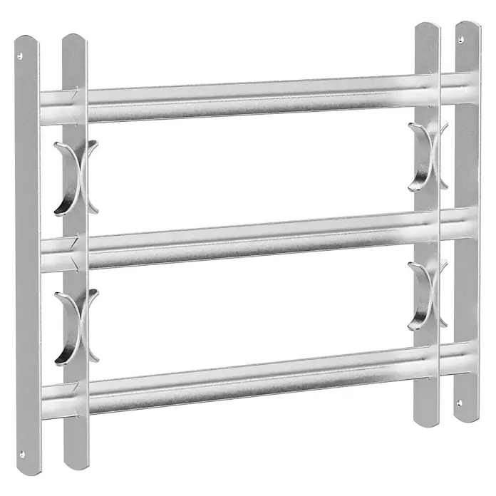 Stabilit Fenstergitter - Höhe: 450 mm, Auszugslänge: 70 cm - 105 cm, Fensterlaibungsmontage - Metallregal für die Wandmontage mit drei Regalböden und seitlichen Halterungen. Ideal für Werkstatt, Keller oder Garage zur Aufbewahrung.