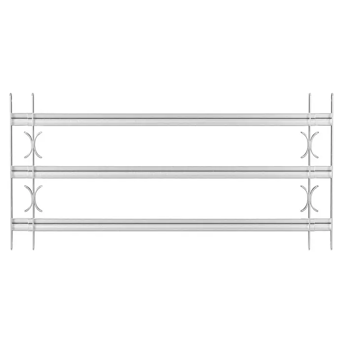 Stabilit Fenstergitter - Höhe: 450 mm, Auszugslänge: 100 cm - 150 cm, Fensterlaibungsmontage - Silbernes Fenstergitter mit dekorativen Kreuzverbindungen für erhöhte Sicherheit und stilvolles Design.