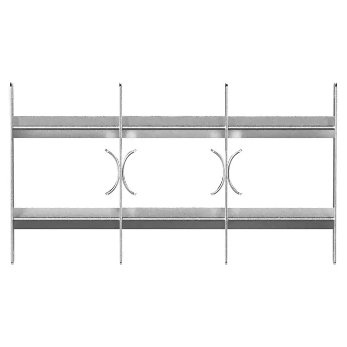 Stabilit Fenstergitter - Höhe: 300 mm, Auszugslänge: 50 cm - 65 cm, Fensterlaibungsmontage - Silbernes Fenstergitter mit dekorativen Akzenten.