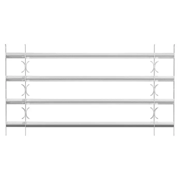Stabilit Reja para ventanas - Altura: 600 mm, Longitud regulable: 100 cm - 150 cm, Montaje en intradoses de ventanas - Estante de pared plateado con tres niveles y diseño minimalista. Ideal para espacios modernos y almacenamiento elegante de objetos.