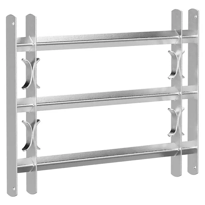 Stabilit Fenstergitter - Höhe: 450 mm, Auszugslänge: 70 cm - 105 cm, Fensterlaibungsmontage - Metallfenstergitter mit drei horizontalen Stäben und Halterungen für zusätzliche Sicherheit und Schutz.