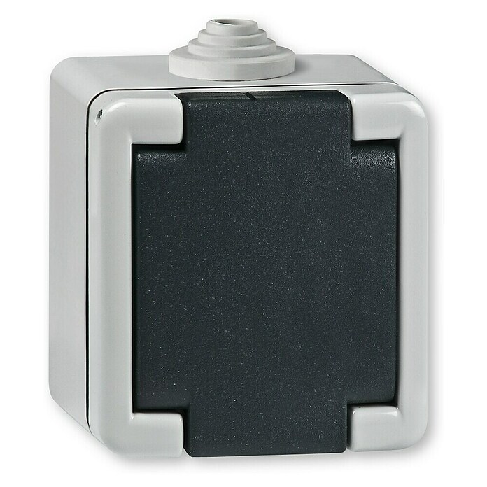 Feuchtraum-Steckdose Armor Line (Mit Deckel, Metall, Grau/Anthrazit, IP55, 250 V) | BAUHAUS