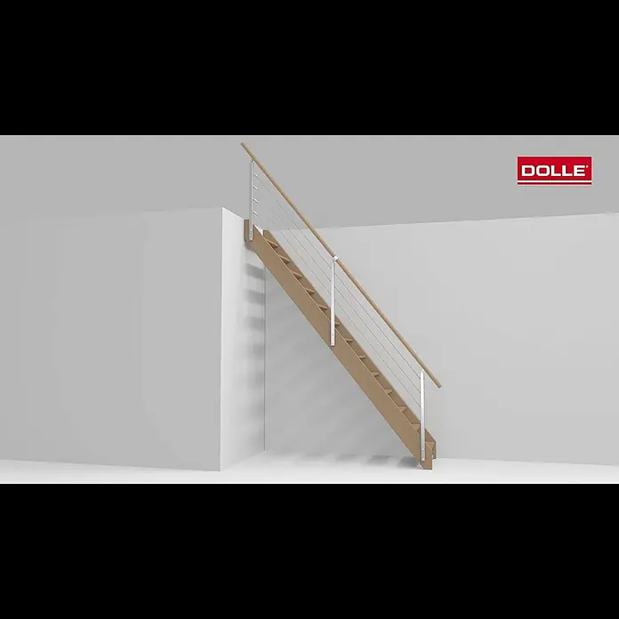 Dolle Raumspartreppe Brest - Breite: 70 mm, Grau, Gerade, Geschosshöhe: 280 cm, Farbe Stufen: Eiche - Montagevideo Raumspartreppe DOLLE Brest gerade