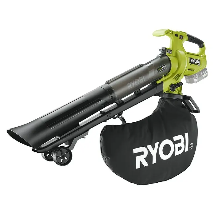 Ryobi ONE+HP Akku-Laubsauger & -Laubbläser RY18BVXA-0 - Ohne Akku, Blasleistung: 1,8 m³/min, Blasgeschwindigkeit: 252 m/s - Der RYOBI Laubbläser mit Akku und großem Fangsack ist ideal für die Gartenarbeit und sorgt für eine saubere Umgebung.