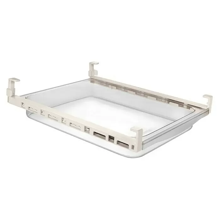 Tescoma Schublade Flexi Space - 24 x 29 cm - Klarer Kunststoff-Unterregal-Schubkasten mit cremefarbenen verstellbaren Aufhängehaken.