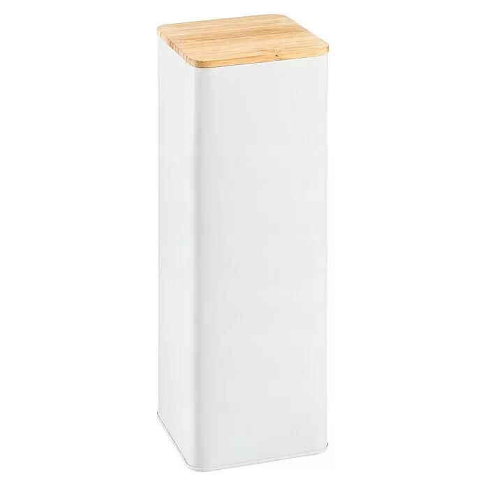 Tescoma Vorratsdosen-Set Online - L x B x H: 10 x 10 x 18,5 cm, Bambus - Hoher weißer Vorratsbehälter mit abgerundeten Ecken und natürlichem Holzdeckel.