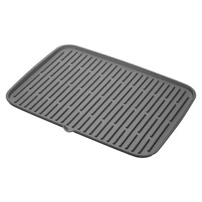 Tescoma Abtropftablett Clean Kit - 42 x 30 cm, Grau - Graue Silikon-Abtropfmatte mit erhöhten Rillen für optimales Lufttrocknen.