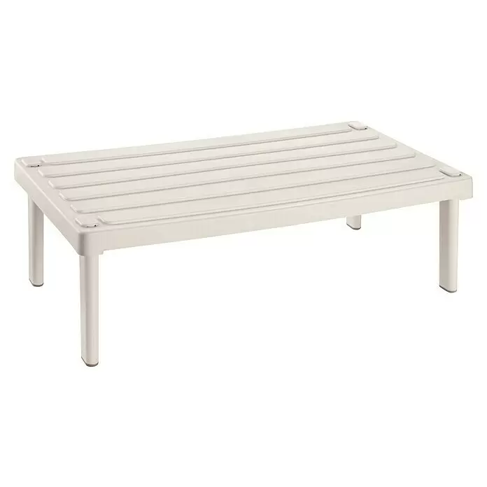 Tescoma Regal Flexi Space - 25 x 42 cm, Beige - Weißer rechteckiger Kunststoff-Trittschemel mit Lattenoberfläche und vier Beinen.